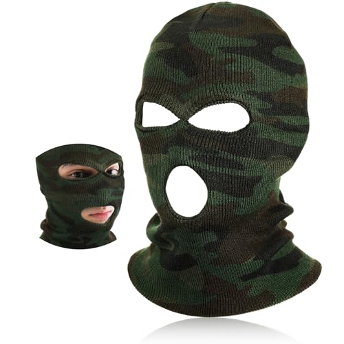BBTO Gestrickte Sturmhaube mit 3 Löchern Volle Gesichtsabdeckung Winter Vollgesicht Sturmmaske(Camouflage) von BBTO