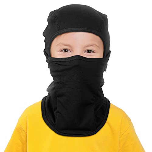 BBTO Sturmhaube für Kinder Fleece Gesichtsmaske und Halswärmer Winddichte Skimaske für Kinder Jungen Mädchen Winter Gesichtshaube für Sport Fahrrad Snowboard (Schwarz) von BBTO