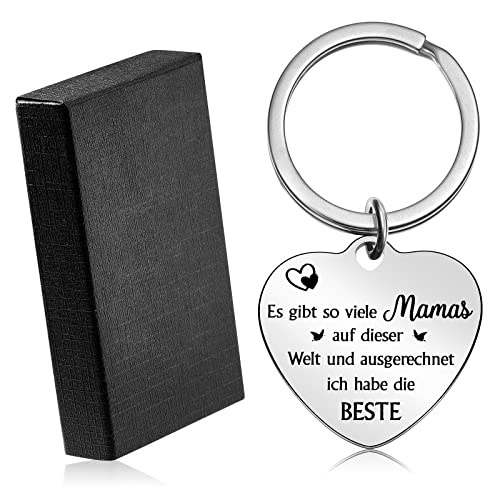 BBTO Mama Schlüsselanhänger Geschenk Herz mit Gravur Es gibt so viele Mamas auf dieser Welt und ausgerechnet ich habe die BESTE mit Geschenkbox für Mutter zum Geburtstag Muttertag von BBTO