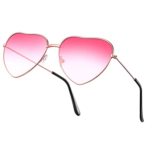 Herz Sonnenbrille Hippie Brille, Rose Gold Rahmen (Farbverlauf Rot) von BBTO