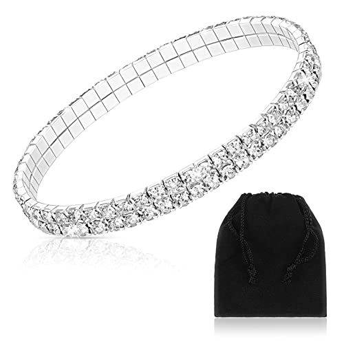 Glitzer Frauen Fußkettchen Bling Elastische Fußkette Künstliches Silbernes Diamant Armband Sommer Schmuck Geburtstagsgeschenk für Frauen Mädchen Braut von BBTO