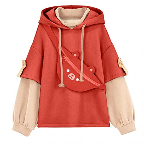 Harajuku Ästhetische Bär Anime Hoodie Damen Koreanisch Kawaii Sweatshirt Frauen Herbst Winter Casual Kapuzenpullover Kpop Herbst Winterkleidung Tops von BBVP