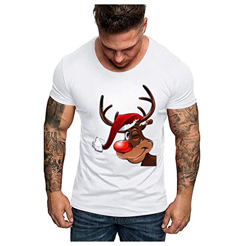 Herren Weihnachten Shirt Weihnachtspullover T-Shirts Elegant Pulli Kleidung Geschenk für Männer Kurzgarm Christmas Casual Lustig Sweatshirt Kurzarm Tops Weihnachten Party von BBVP