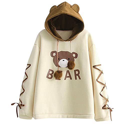 Kapuzenpullover Kreativer Süßer Cartoon Hoodies Pullover Damen Sweatshirt Oberteile Bequem Pulli Herbst Winter Langarm Warm Kapuzenpulli Frauen Koreanisch Kawaii Pullover Outwear von BBVP