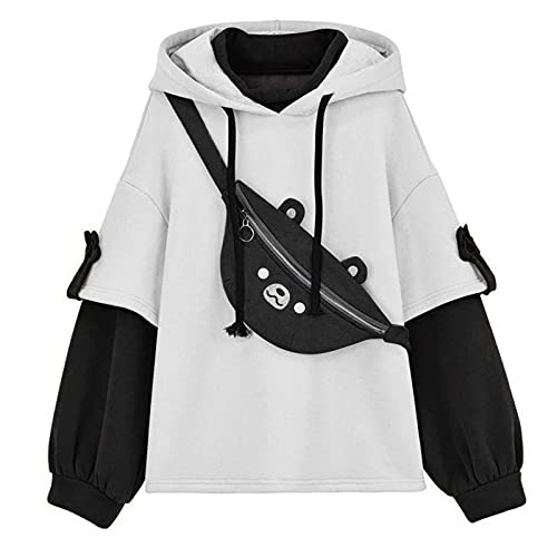 Kawaii Hoodie Damen Kapuzenpullover Sweatshirt Teenage Mädchen Pullower Harajuku Ästhetische Bär Anime Hoodies Pulli Frauen Koreanisch süßer Streetwear Kpop Herbst Winter Kleidung Tops S-5XL von BBVP