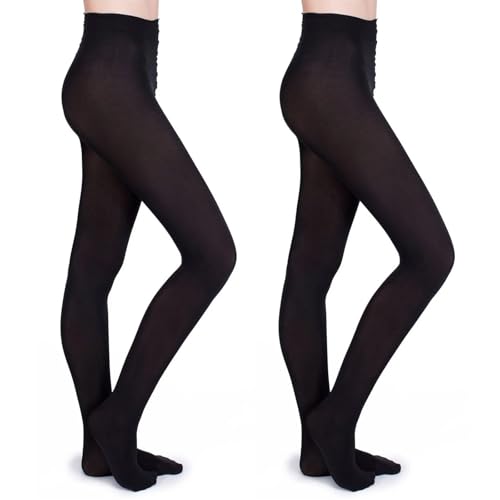 BBXWANG 2 Paare Strumpfhose Schwarz 100 Den Blickdichte Strumpfhose Weich Tights Damen Thermo Strumpfhose Winter (M, Schwarz) von BBXWANG