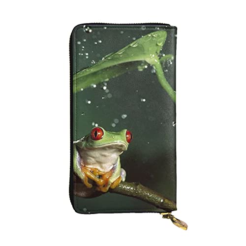 BBYCKS Peace Tree Frosch bedrucktes Leder Damen Geldbörsen, Damen Reißverschluss Clutch Geldbörse, große Kapazität Kartenetui mit Kartenfächern, Schwarz , Einheitsgröße von BBYCKS