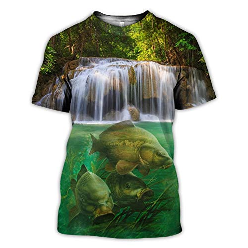 3D Bassfischen-Hemden Für Männer, Tarnung Fischmann-Reaper Print Tierkunst Sommer Kurzarm Harajuku T-Shirt,Bass Fishing,L von BBYOUTH