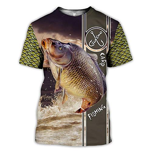 3D Bassfischen-Hemden Für Männer, Tarnung Fischmann-Reaper Print Tierkunst Sommer Kurzarm Harajuku T-Shirt,Fish Hook,3XL von BBYOUTH