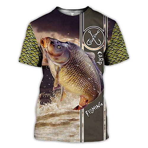 3D Bassfischen-Hemden Für Männer, Tarnung Fischmann-Reaper Print Tierkunst Sommer Kurzarm Harajuku T-Shirt,Fish Hook,XL von BBYOUTH