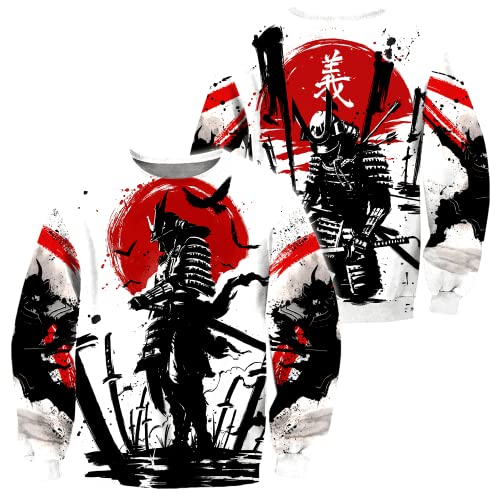 BBYOUTH 3D-Druck Oni Maske Samurai Tattoo Hoodies Männer Herbst Mode Freizeitjacke Pullover Trainingsanzug DW697,Sweatshirt,5XL von BBYOUTH