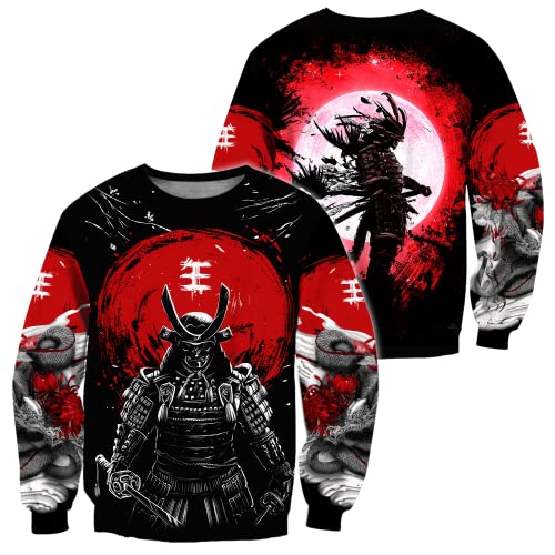 BBYOUTH Japan Samurai Casual Hoodie 3D Tattoo Cosplay Maskerade Männer Frauen Neuheit Herbst Sweatshirt US Oversize,Sweatshirt,3XL von BBYOUTH