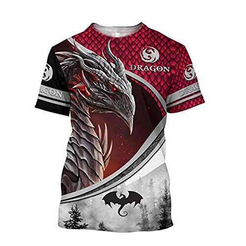 Männer Dragon Shirt Ritter Rüstung 3D Bedruckt Hipster Sommer Casual Kurzarm Tops TX0161,Evil Dragon,7XL von BBYOUTH