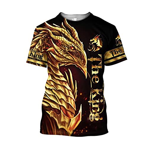 Männer Dragon Shirt Ritter Rüstung 3D Bedruckt Hipster Sommer Casual Kurzarm Tops TX0161,The King,7XL von BBYOUTH