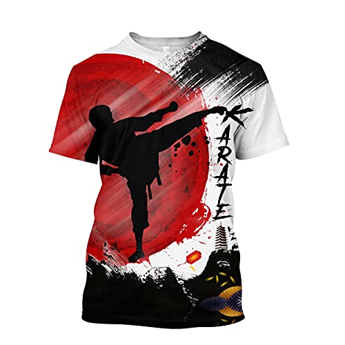 Samurai Tattoo T-Shirt 3D Gedruckt Japanischer Dämon Männer Harajuku Casual Kurzarm Tops - TX-4 (US-Größe),Karate,L von BBYOUTH