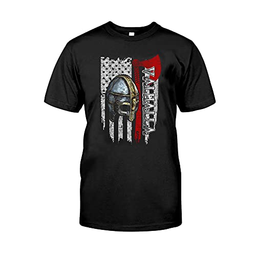 Wikinger T-Shirt Herren Odin Myth Rune Schwarz Baumwolle Sommer Casual Kurzarm Viking Fanartikel,Helm of awe,7XL von BBYOUTH