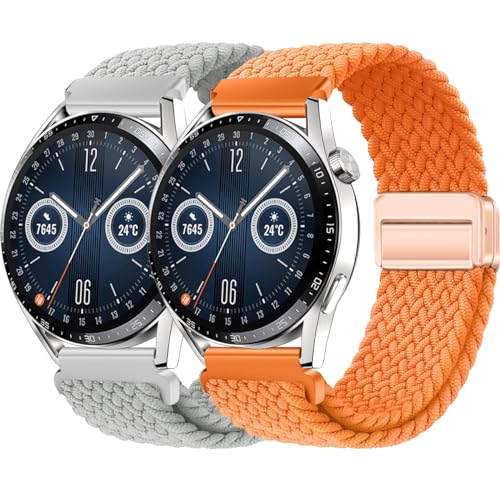 BBZ 22mm Quickfit Elastic Braided Nylon Armband kompatibel mit Huawei GT4/GT3/GT2 46 mm/Garmin Venu 2/3/Vivoactive 4, Galaxy Watch 3 45 mm/Gear S3 für Herren Damen von BBZ