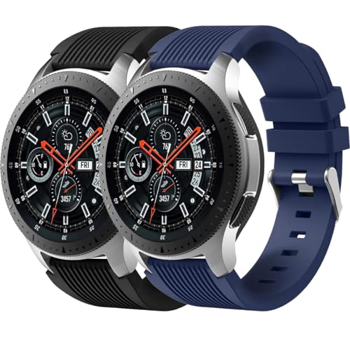BBZ 2pcs 22mm Silikon Armband kompatibel mit Samsung Galaxy Watch 3 45mm/Galaxy Watch 46mm/Huawei Watch GT2 46mm, Weiches Silikon Sport Armbänder Ersatzbänder für Männer Frauen von BBZ
