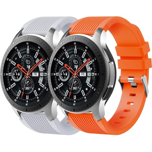 BBZ 2pcs 22mm Silikon Armband kompatibel mit Samsung Galaxy Watch 3 45mm/Galaxy Watch 46mm/Huawei Watch GT2 46mm, Weiches Silikon Sport Armbänder Ersatzbänder für Männer Frauen von BBZ