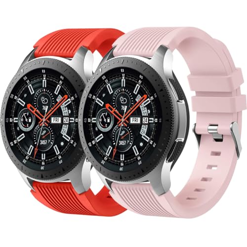 BBZ 2pcs 22mm Silikon Armband kompatibel mit Samsung Galaxy Watch 3 45mm/Galaxy Watch 46mm/Huawei Watch GT2 46mm, Weiches Silikon Sport Armbänder Ersatzbänder für Männer Frauen von BBZ