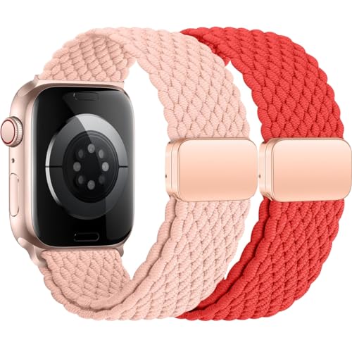 BBZ Armband Kompatibel mit Apple Watch Armband 44mm 42mm 45mm 49mm für Damen Herren, Elastisch Nylon Armbänder mit Magnetisch Verschluss für iWatch Ultra SE Series 9 8 7 6 5 4 3 2 1 von BBZ