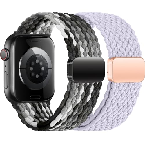 BBZ Armband Kompatibel mit Apple Watch Armband 44mm 42mm 45mm 49mm für Damen Herren, Elastisch Nylon Armbänder mit Magnetisch Verschluss für iWatch Ultra SE Series 9 8 7 6 5 4 3 2 1 von BBZ