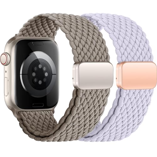 BBZ Armband Kompatibel mit Apple Watch Armband 44mm 42mm 45mm 49mm für Damen Herren, Elastisch Nylon Armbänder mit Magnetisch Verschluss für iWatch Ultra SE Series 9 8 7 6 5 4 3 2 1 von BBZ