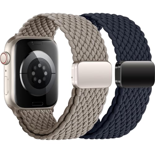 BBZ Armband Kompatibel mit Apple Watch Armband 44mm 42mm 45mm 49mm für Damen Herren, Elastisch Nylon Armbänder mit Magnetisch Verschluss für iWatch Ultra SE Series 9 8 7 6 5 4 3 2 1 von BBZ