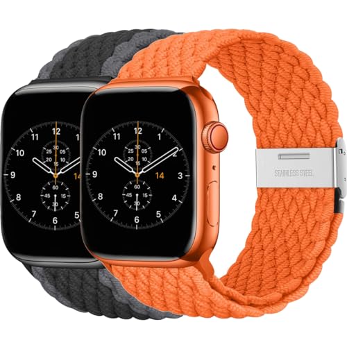 BBZ Armband für iWatch Ultra SE Series 9/8/7/6/5/4/3/2,2 Pack Nylon Sport Loop Replacement Band Kompatibel mit Apple Watch Strap 40mm 44mm 38mm 42mm 41mm 45mm 49mm Women men von BBZ