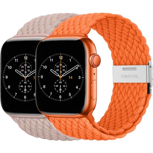 BBZ Armband für iWatch Ultra SE Series 9/8/7/6/5/4/3/2,2 Pack Nylon Sport Loop Replacement Band Kompatibel mit Apple Watch Strap 40mm 44mm 38mm 42mm 41mm 45mm 49mm Women men von BBZ