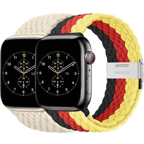 BBZ Armband für iWatch Ultra SE Series 9/8/7/6/5/4/3/2,2 Pack Nylon Sport Loop Replacement Band Kompatibel mit Apple Watch Strap 40mm 44mm 38mm 42mm 41mm 45mm 49mm Women men von BBZ