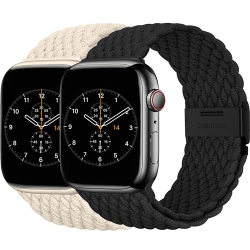 BBZ Armband für iWatch Ultra SE Series 9/8/7/6/5/4/3/2,2 Pack Nylon Sport Loop Replacement Band Kompatibel mit Apple Watch Strap 40mm 44mm 38mm 42mm 41mm 45mm 49mm Women men von BBZ