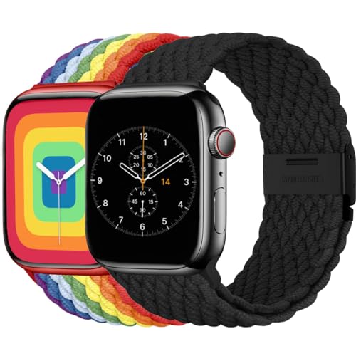 BBZ Armband für iWatch Ultra SE Series 9/8/7/6/5/4/3/2,2 Pack Nylon Sport Loop Replacement Band Kompatibel mit Apple Watch Strap 40mm 44mm 38mm 42mm 41mm 45mm 49mm Women men von BBZ