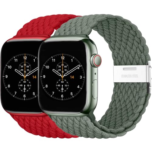 BBZ Armband für iWatch Ultra SE Series 9/8/7/6/5/4/3/2,2 Pack Nylon Sport Loop Replacement Band Kompatibel mit Apple Watch Strap 40mm 44mm 38mm 42mm 41mm 45mm 49mm Women men von BBZ