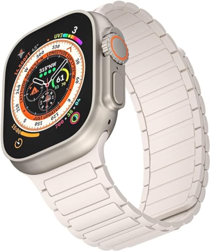 BBZ Magnetic Armband kompatibel mit Apple Watch 38mm 40mm 41mm 42mm 44mm 45mm 49mm Bands für Frauen Männer Handgelenk Solo Loop,Sport Silikon Armband für iWatch Series 9 8 7 6 5 4 3 2 1 SE 2nd Ultra von BBZ