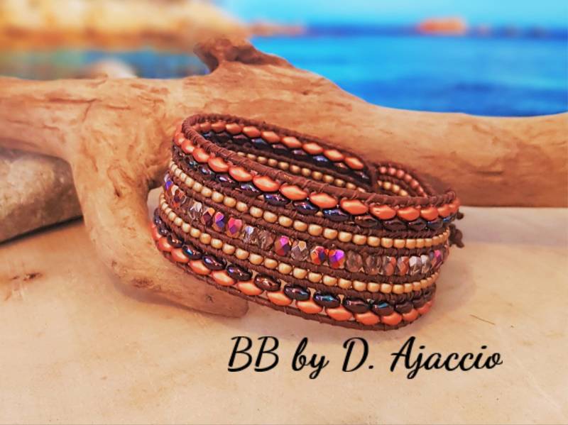 Wickeln Sie Das Multi-Row-Armband in Leder Und Perlen, Boho-Chic-stil, Hippie. Perlenmanschette, Dunkelviolett, Roségold, Gold Wickeln Sie Das Multi-Row-Armband in Leder Und Perlen, Boho-Chic-stil, Hippie. Perlenmanschette, Dunkelviolett, Roségold, Gold von BBbyD