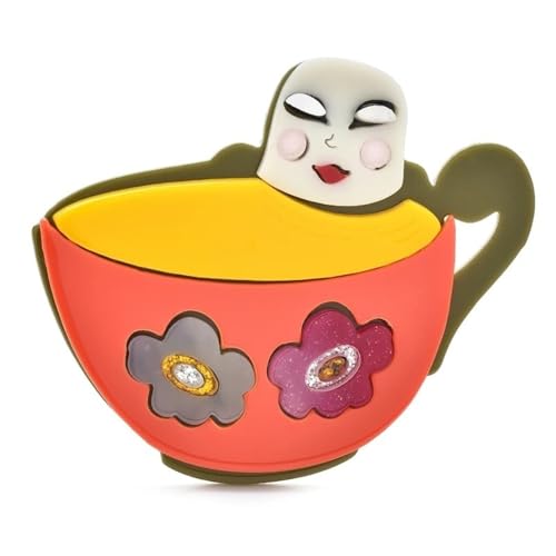Acryl Blumenbecher Haustier Baden Im Wasser Brosche Anstecknadeln 2 Farben Frauen Und Kind Schmuck Broschen Für Mantel Und Tasche, Orange von BBirtyQV