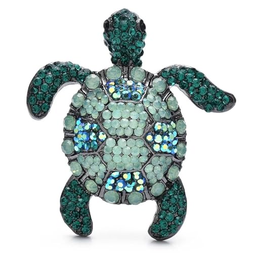 Voller Strass Meeresschildkröte Brosche Anstecknadeln Blau Kristall Tier Anstecknadel Funkelndes Metall Abzeichen Schmuck, Grün von BBirtyQV
