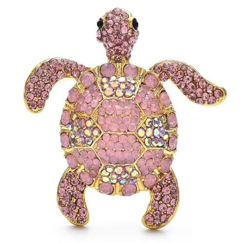 Voller Strass Meeresschildkröte Brosche Anstecknadeln Blau Kristall Tier Anstecknadel Funkelndes Metall Abzeichen Schmuck, Rosa von BBirtyQV