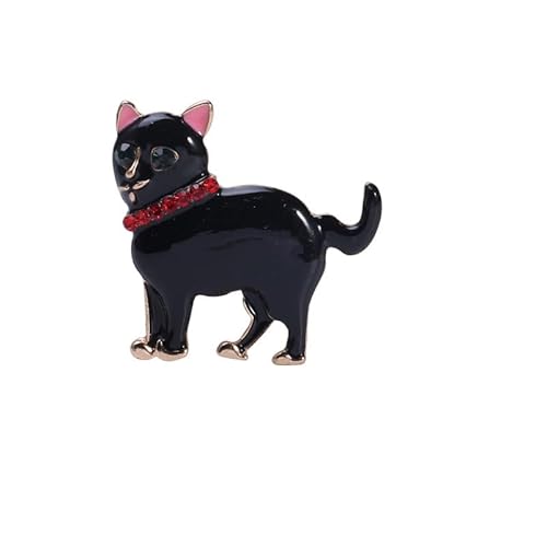 Damen-Brosche, Tropfglasur, kleine weiße schwarze Katze, beliebte weibliche Diamant-Brosche, Metall Zink Acryl Damen-Brosche, Tropfglasur, kleine weiße schwarze Katze, beliebte weibliche Diamant-Brosche, Metall Zink Acryl von BBirtyQV