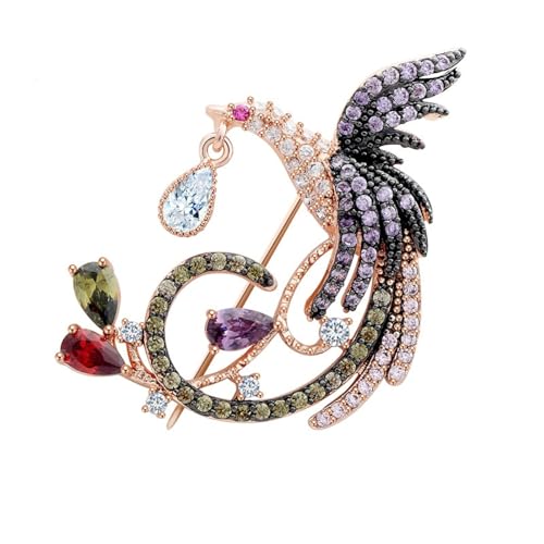 Damen Brosche Damen Broschen Phönix Brosche eingelegt mit Aaa Zirkon übertriebene Schmuck Ornamente, Farbe von BBirtyQV