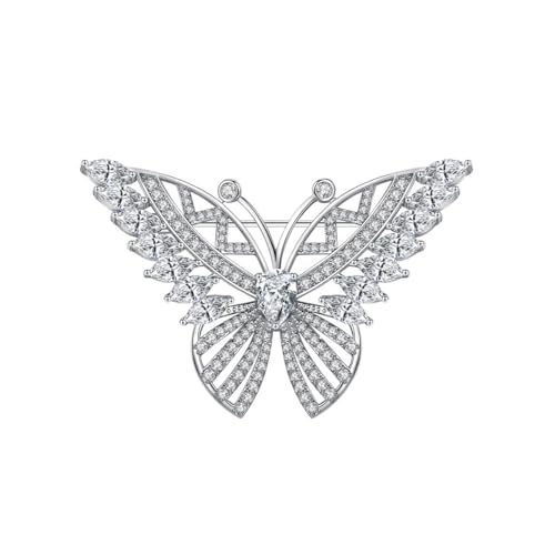 Damen Brosche Damen Broschen Schmetterling Volldiamant Brosche Kupfer Micro-Intarsien Zirkon Kleidung Schmuck Schmuck, Silber von BBirtyQV