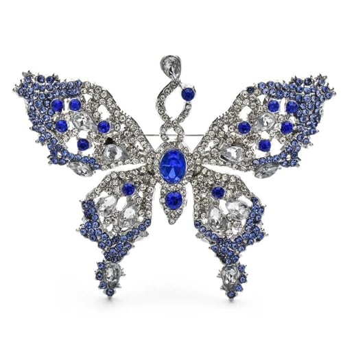 Funkelnde Kristall 3 Farben Schwalbenschwanz Schmetterling Frauen Brosche Pins Schmuck Accessoire Große Größe Broschen, Blau von BBirtyQV