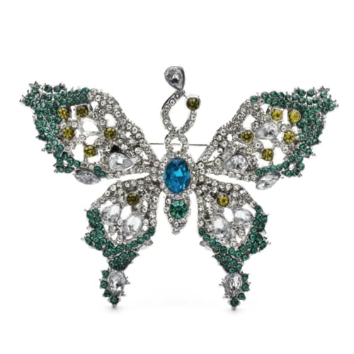 Funkelnde Kristall 3 Farben Schwalbenschwanz Schmetterling Frauen Brosche Pins Schmuck Accessoire Große Größe Broschen, Grün von BBirtyQV