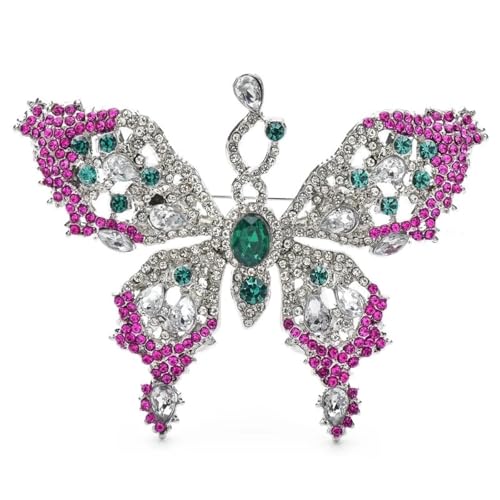 Funkelnder Kristall 3 Farben Schwalbenschwanz Schmetterling Frauen Brosche Pins Schmuck Accessoire Große Größe Broschen, Rosa von BBirtyQV