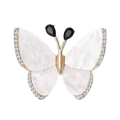Damen Broschen Legierung Strass Whiteboard Schmetterling Brosche Elegant Damen Corsage Ornament Pin, Metall Zink Acryl Damen Broschen Legierung Strass Whiteboard Schmetterling Brosche Elegant Damen Corsage Ornament Pin, Metall Zink Acryl von BBirtyQV