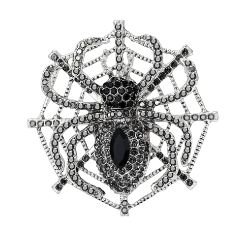 Damen Broschen Persönlichkeit Legierung Strass Netz Spinne Brosche Kreative Männer und Frauen Kleidung Corsage Ornament Pin, Metall Zink Acryl von BBirtyQV