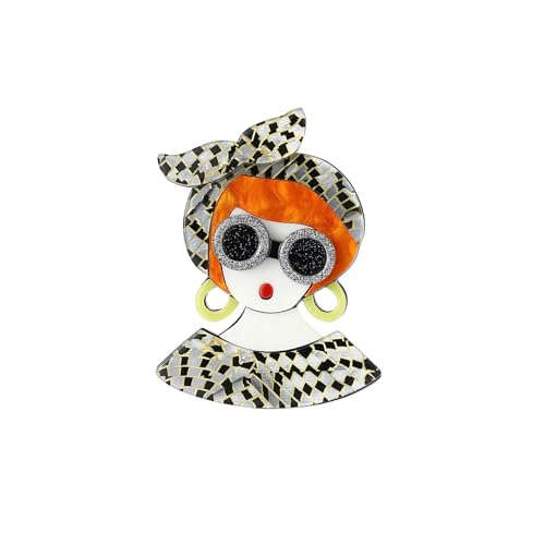 Elegante Acryl-Broschen für Mädchen, Unisex, Charakter-Gesichtsnadeln, Freund, Schmuck-Zubehör, Metall Zink Acryl von BBirtyQV