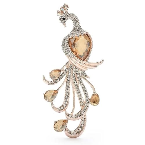 Elegante Kristall-Pfau-Brosche für Damen, 4 Farben, schöner großer Vogel, Tier, Party, legere Brosche, Metall Zink Acryl von BBirtyQV