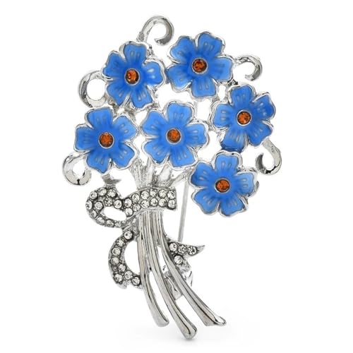 Emaille Ewige Blume Strauß Frauen Schmuck Brosche Pin 2 Farben Kristall Abzeichen, blau von BBirtyQV